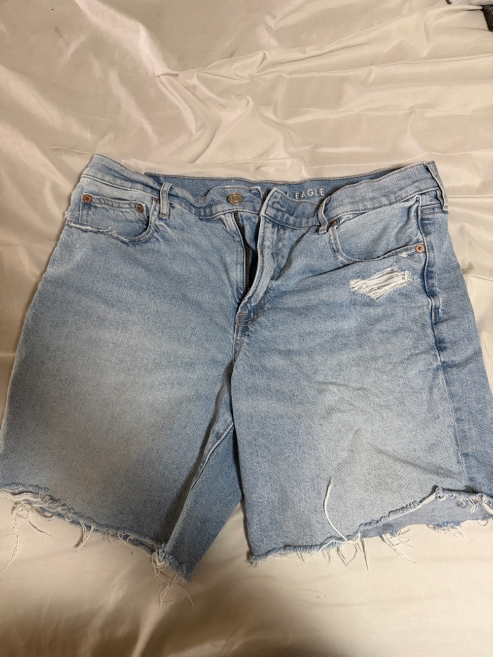 American Eagle Outfitters Light Wash Distressed Denim Bermuda Shorts